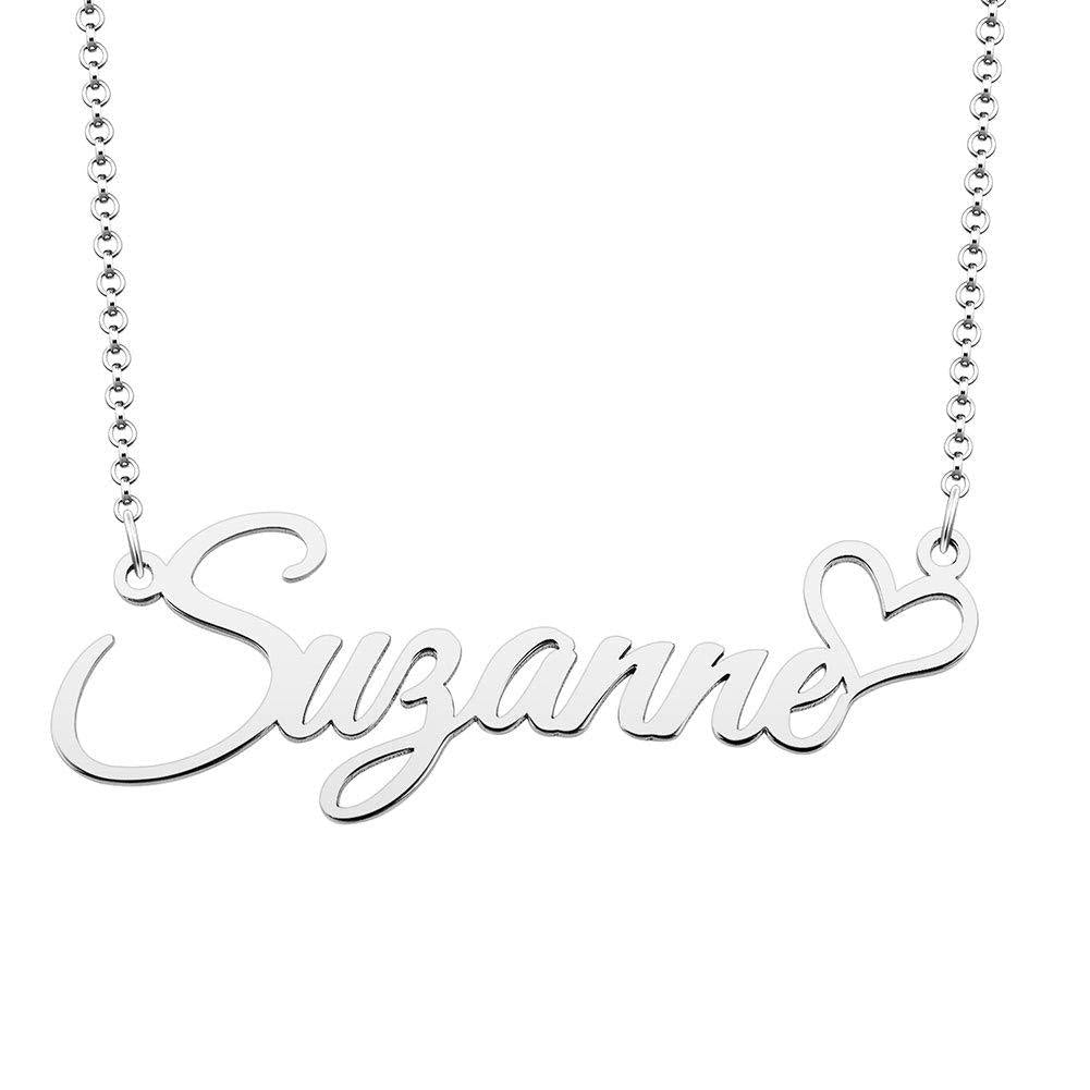 [Australia] - ShinyJewelry Custom Name Necklace Sterling Silver Chain Personalized Pendant Gift for Women Suzanne 