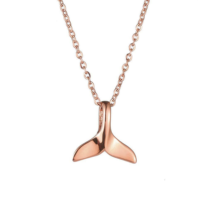 [Australia] - JOYID 316 Stainless Steel Whale Dolphin Tail Pendant Necklace Fish Tail Necklace for Women Girls 3 Colors Rose Gold 