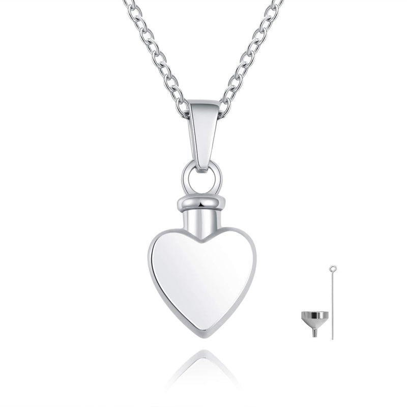 [Australia] - 925 Sterling Silver Heart Urn Necklace for Ashes Cremation Jewelry Memorial Keepsake Pendant with Funnel Kit 