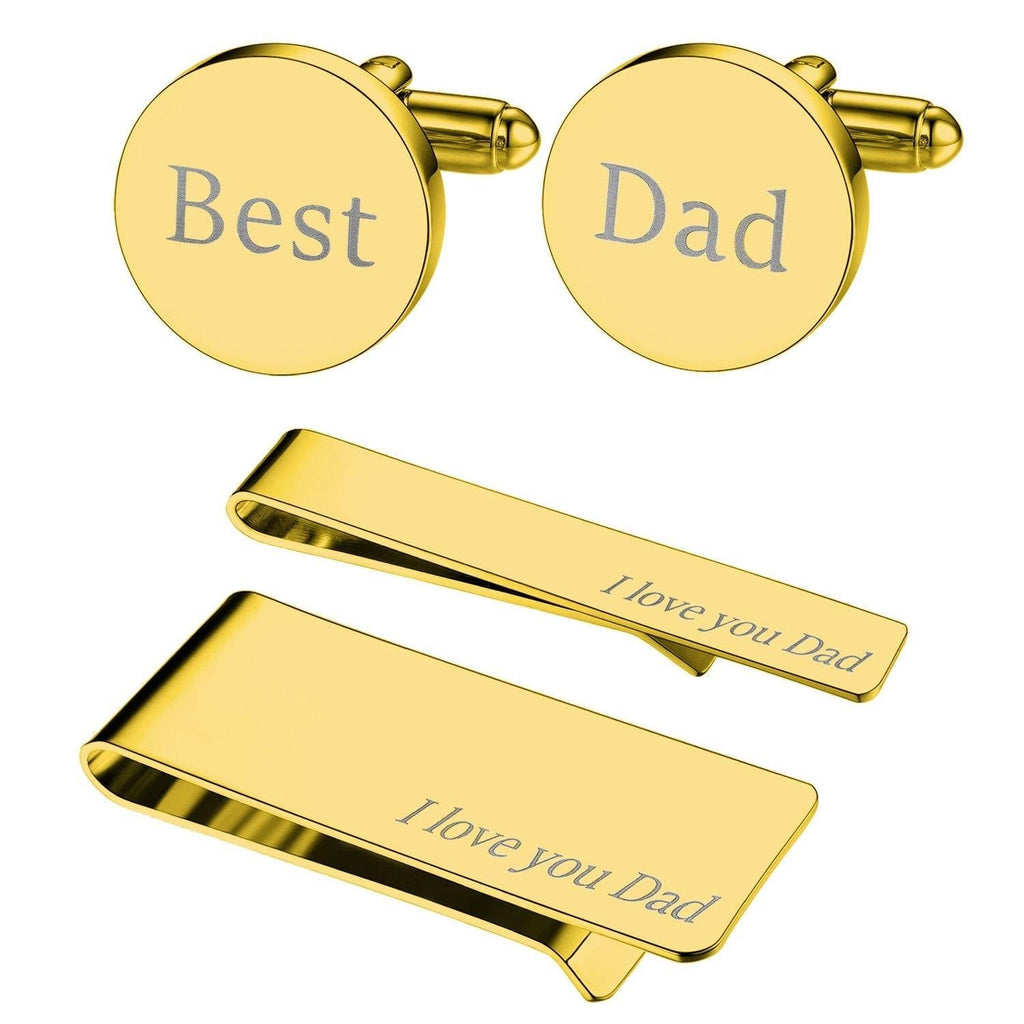[Australia] - BodyJ4You 4PC Cufflinks Tie Bar Money Clip Button Shirt Father Day Love Best Dad Gift Box Set Best Dad, Goldtone 