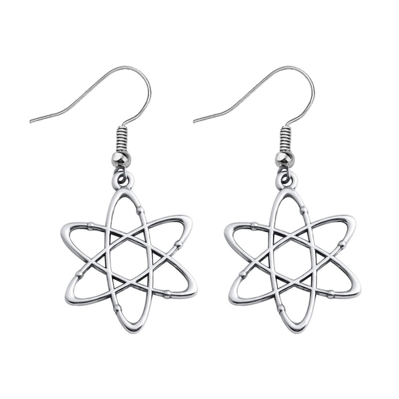 [Australia] - FUSTMW Atom Science Symbol Earrings Chemistry Scientist Physicist Chemist Teacher Gift Science Lovers Jewelry Gifts silver 