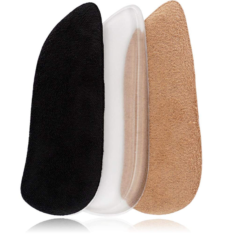 [Australia] - SQHT Orthotics Medial & Lateral Heel Wedge Silicone Insoles for Supination and Pronation, Corrective Adhesive Gel Shoe Inserts for Bow Legs, Foot Alignment, Knock Knee Pain (Transparent+Brown+Black) Transparent+brown+black 