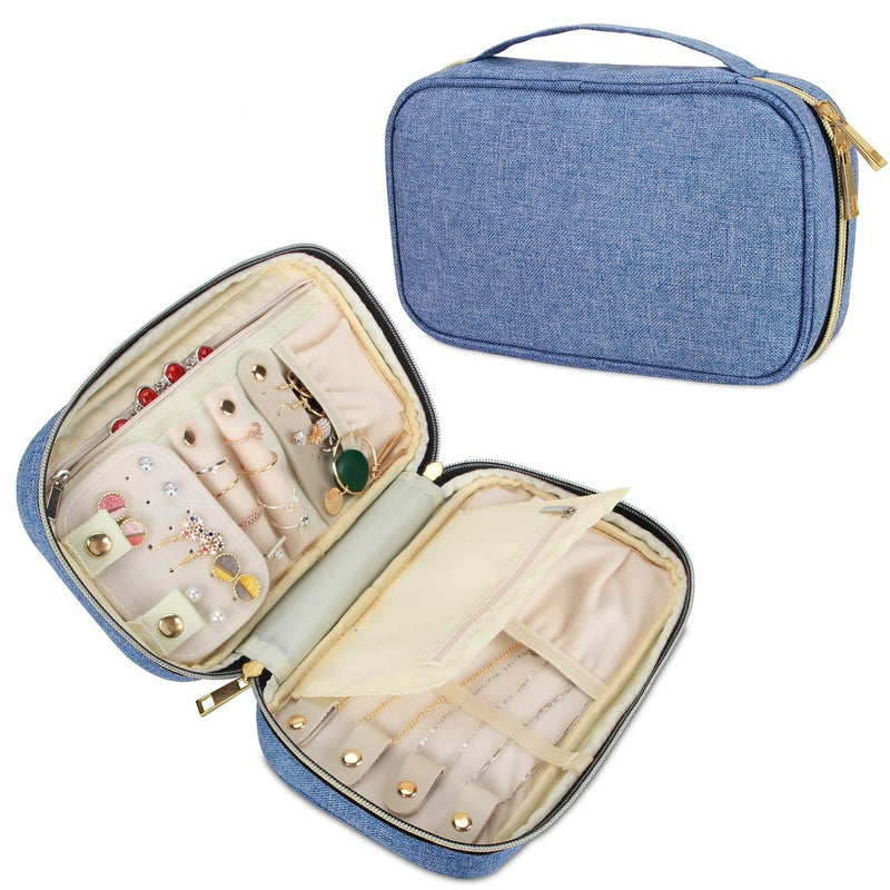 [Australia] - Teamoy Travel Jewelry Organizer Case, Jewelry Storage Bag for Necklaces, Earrings, Bracelets, Rings, Brooches and More, Medium, Blue-(Bag Only) 