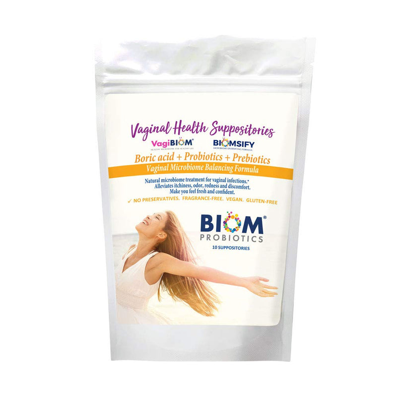 [Australia] - Biom Probiotics Prebiotics Boric acid Suppositories . Feminine Health Probiotic for Infections & pH Essentials VEGAN,PARABEN-FREE (10) 