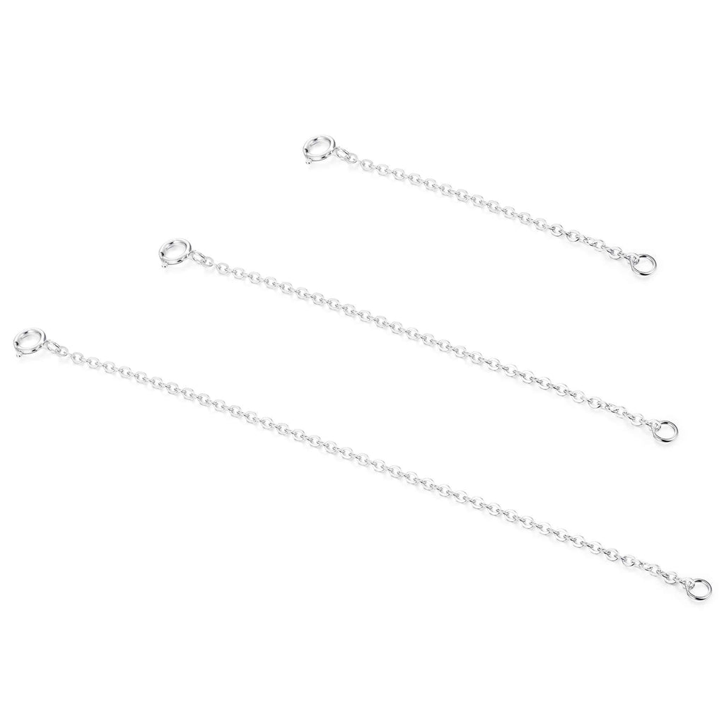 [Australia] - Sllaiss 3 Pieces 925 Sterling Silver Pendant Necklace Bracelet Anklet Chain Extenders for Necklace 14K Gold Plated Rose Gold Plated 2" 3" 4" A：Silver tone 
