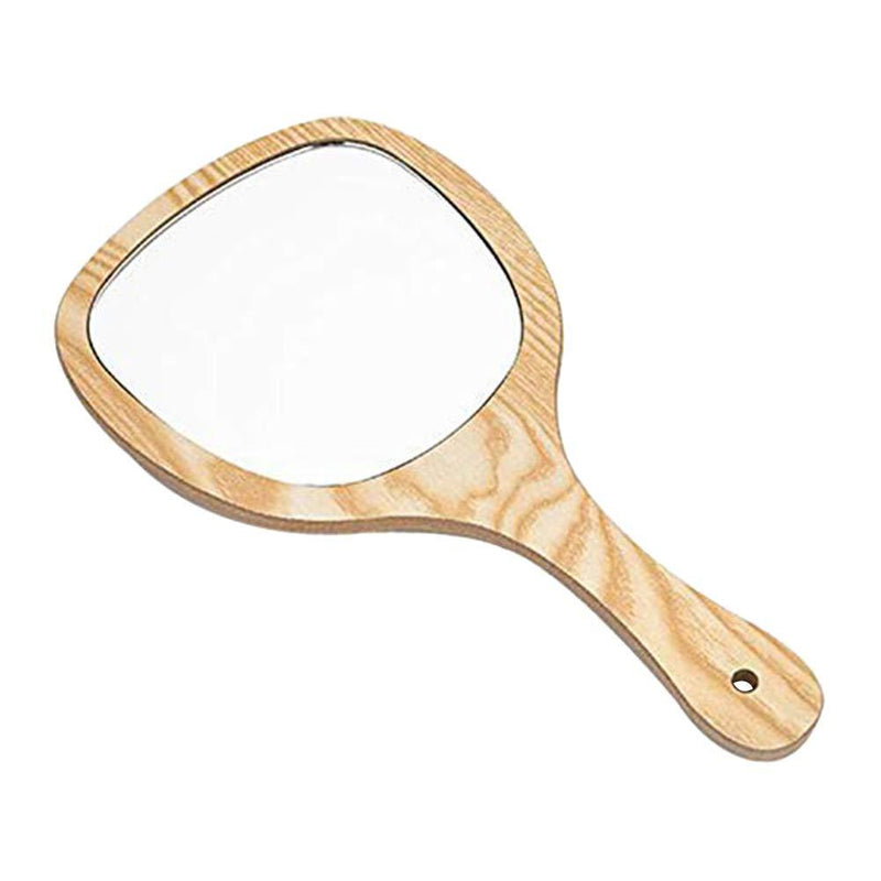 [Australia] - Lurrose Hand Mirror Wood Handheld Mirrors with Handle Wall Mounted Bathroom Mirror for Women Makeup Salon Travel (Sector Varnish - Medium Size) 