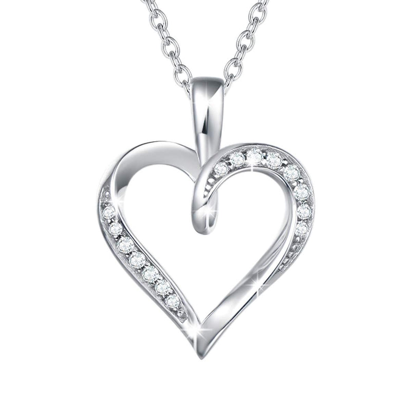 [Australia] - Agvana Sterling Silver Heart Necklace for Women Simulated Diamond Cubic Zirconia CZ 'Infinity Love' Heart Dainty Pendant Anniversary Birthday Jewelry Christmas Gifts for Her Teen Girls with Jewelry Box, 16+2 Infinity Heart 