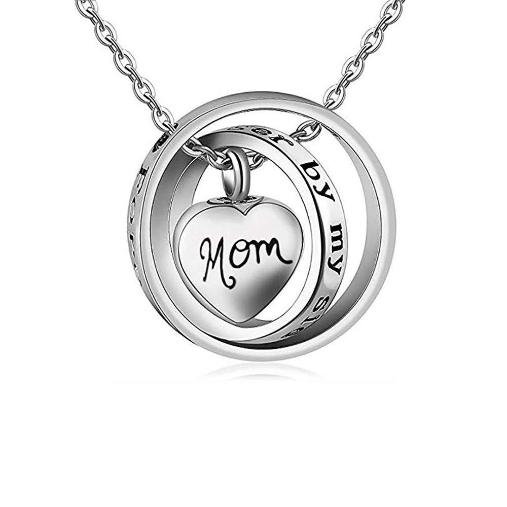 [Australia] - Two Circled with Heart Cremation Charm Pendant Stainless Steel Memorial Urn Necklace Ashes Holder Urn Keepsake Jewelry Mom 