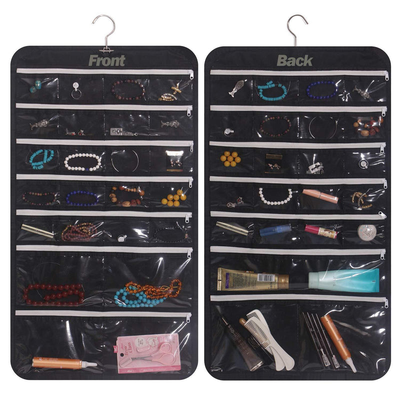 [Australia] - DIOMMELL Hanging Jewelry Organizer 47 Pockets with Zipper for Earrings Necklace Bracelet Ring Accessory Display Storage Bag Travel Holder Box 