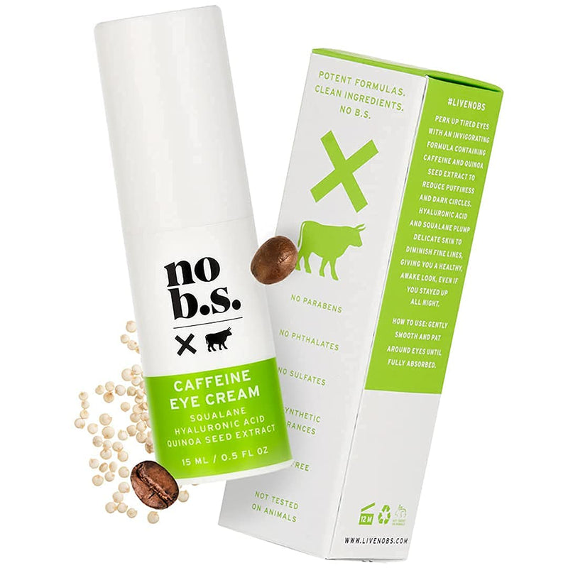 [Australia] - No B.S. Caffeine Eye Cream with Pure Hyaluronic Acid and Plant-Based Squalane Oil, Coffee Bean Eye Cream for Dark Circles and Puffiness, Under Eye Cream Single 