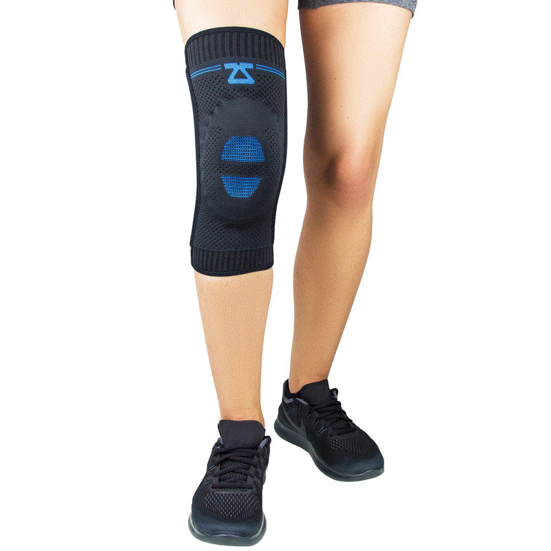 [Australia] - Zensah Elite Knee Compression Sleeve with Patella Gel Pad - Targeted Knee Support for Protection and Pain Relief – Knee Support for Running, Sports, Workout, Gym - Knee Brace (Black, Medium) Black 