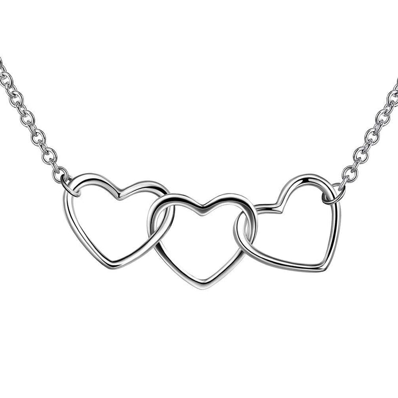 [Australia] - Besilver Triple Heart Necklace for Women Girls Antler/Butterfly/Crystal Iced Out Love Heart Jewelry Gifts for Christmas Day/Valentine Day/Birthday K, triple Heart Gold 