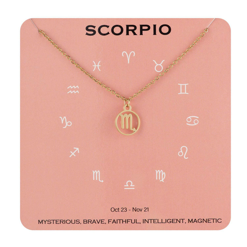 [Australia] - Augonfever Zodiac Necklace Constellation Horoscope Jewelry Birthday for Women Girls Scorpio stainless-steel (gold tone) 