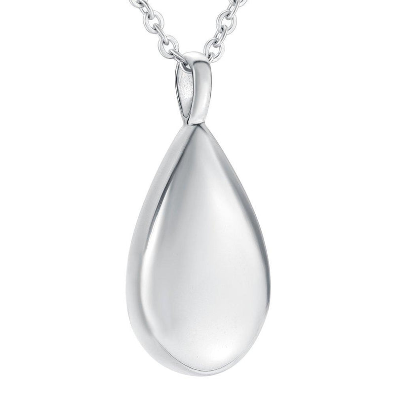 [Australia] - Engraved Teardrop Urn Necklace for Ashes Simple Cremation Keepsakes Memorial Cremation Jewelry for Loved One Silver 