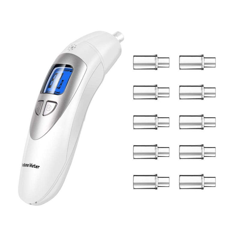 [Australia] - Ketone Breathalyzer, Ketogenic Breath Ketosis Breath Ketone Analyzer with 10 Mouthpiece(White) 