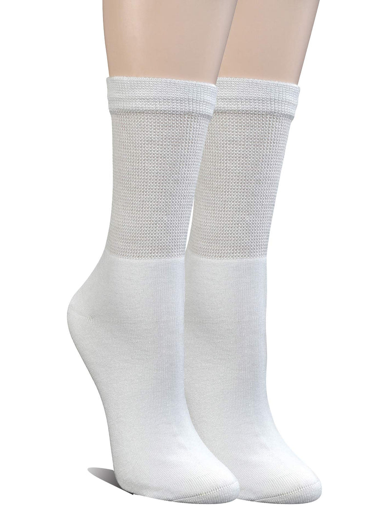 [Australia] - Yomandamor Womens Bamboo Diabetic Crew Socks With Seamless Toe,6 Pairs Size 9-11 6 Pairs Solidwhite 