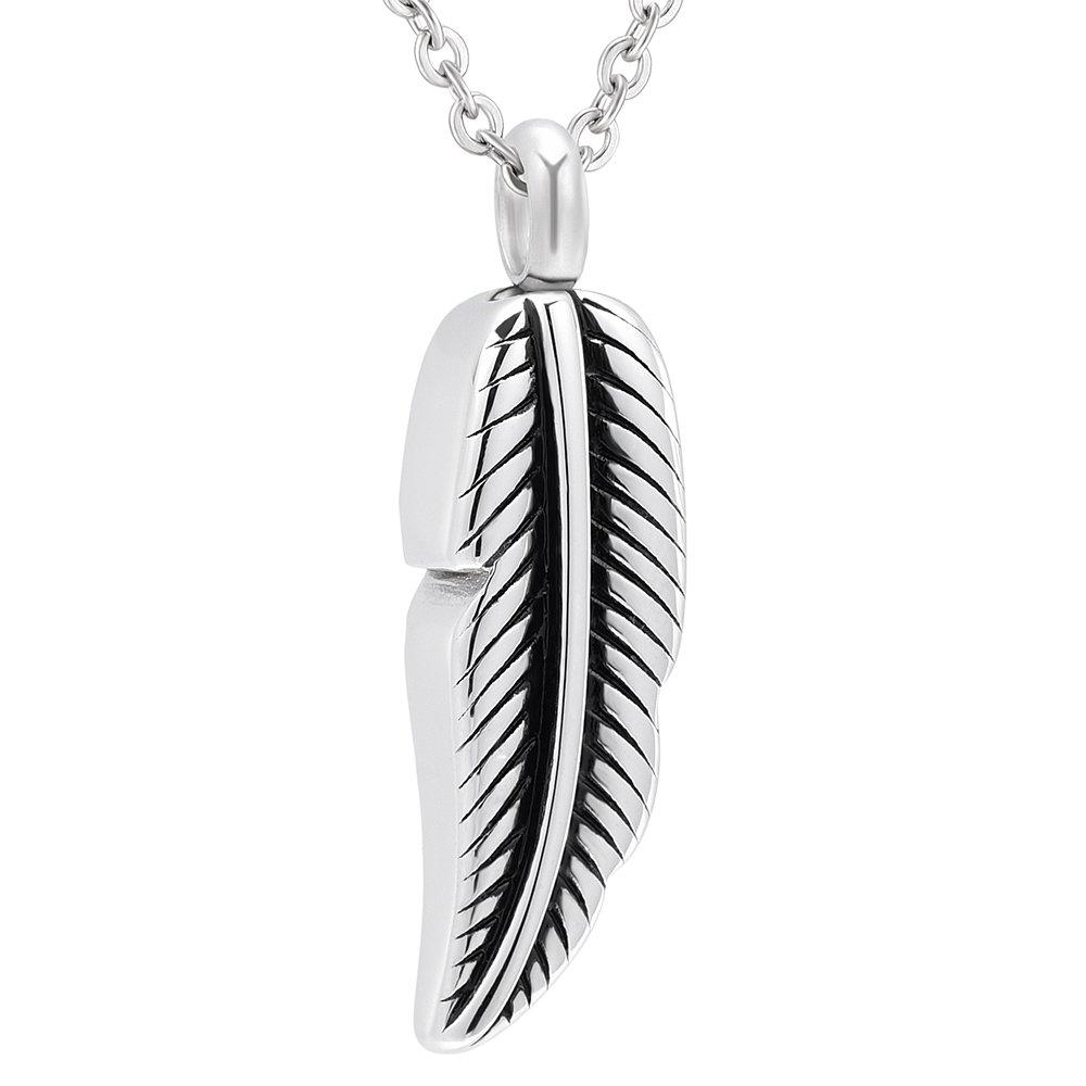 [Australia] - Feather Urn Necklace Hold Cremation Ashes Keepsake Memorial Jewelry Stainless Steel Personalized Funeral Jewelry for Women Men 