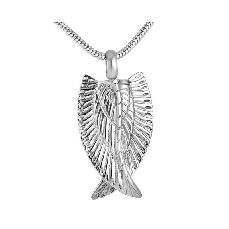 [Australia] - Feather Wings Keepsake Urn Pendant Necklace 316L Stainless Steel Cremation Jewelry for Ashes Dog Cat Memorial 