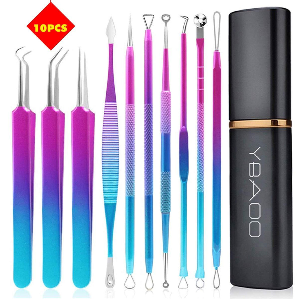[Australia] - [New]Blackhead Remover Pimple Extractor Tool 10PCS, Ybaoo Professional Surgical Pimple Popper Tool Kit - Treatment for Blackheads, Pimples, Whiteheads and Zit Popper (Colorful) Colorful-10pcs 
