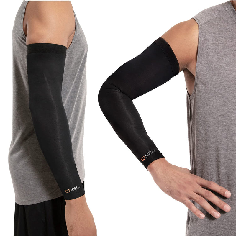 [Australia] - Copper Compression Arm Brace - Copper Infused Sleeve for Arms, Forearm, Bicep. Tennis Elbow, Basketball, Golf, Arthritis, Tendonitis, Bursitis, Osteoporosis, Rehab, Post Surgery, Physical Therapy. (L) Large (Pack of 1) 