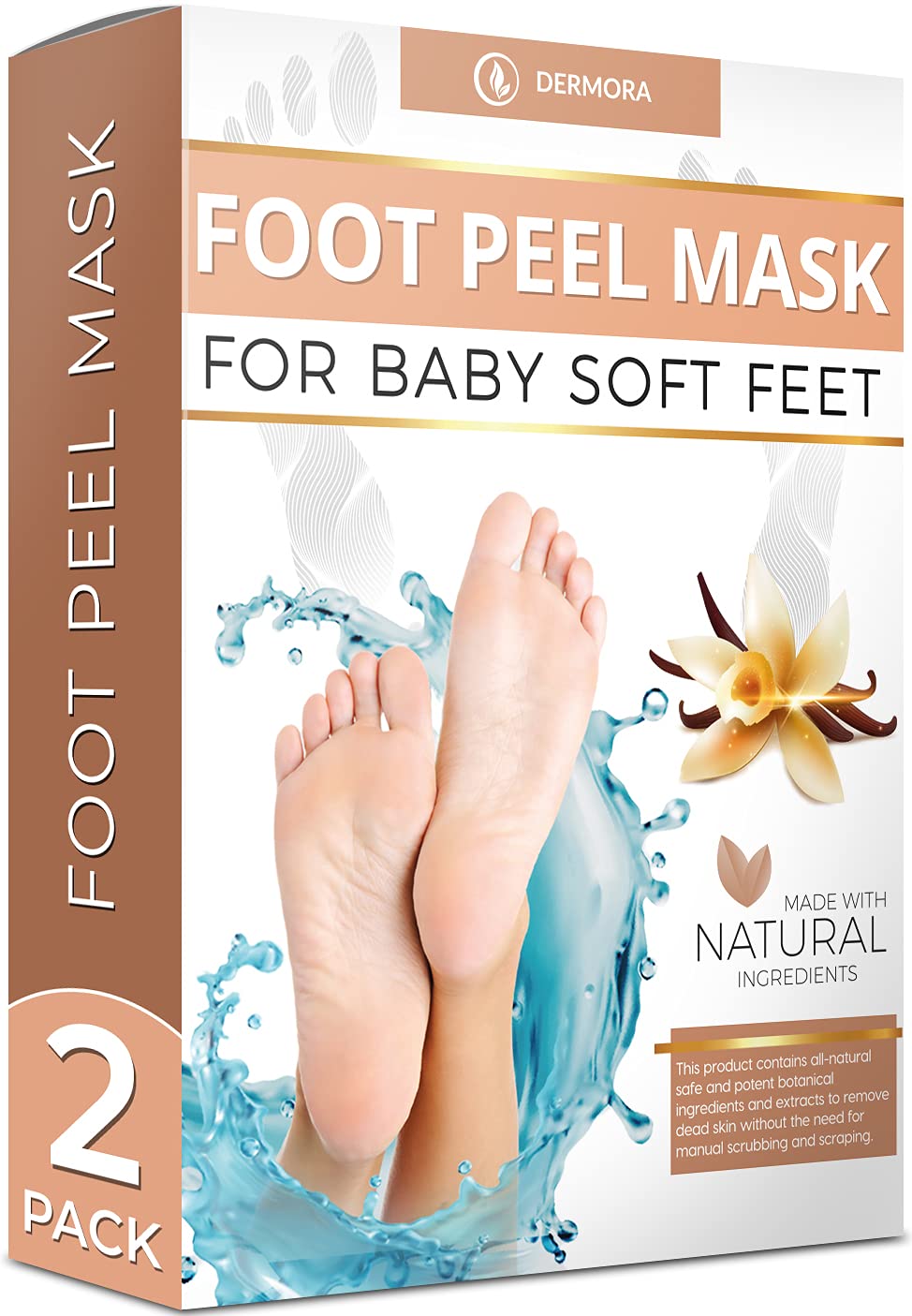 [Australia] - Vanilla Foot Peel Mask - 2 Pack - For Cracked Heels, Dead Skin & Calluses Women's 5-11 