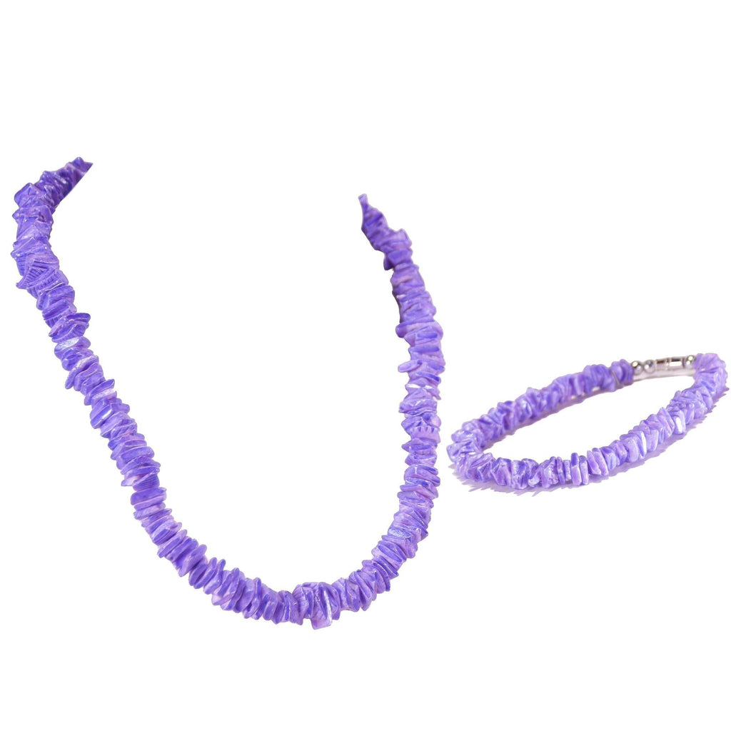 [Australia] - BlueRica 2 Piece Set ~ Purple Puka Chip Shells Necklace & Anklet 