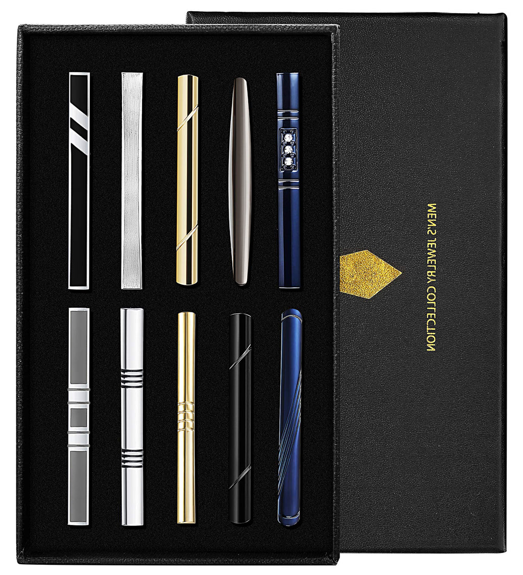 [Australia] - YADOCA Tie Clips Set for Men Regular Classic Tie Bar Clips Pinch Wedding Business Tie Clips with Gift Box 