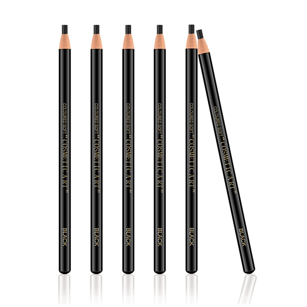 [Australia] - Ownest 6Pcs Pull Cord Peel-off Eyebrow Pencil Tattoo Makeup and Microblading Supplies Set for Marking, Filling and Outlining, Waterproof and Durable Permanent Eyebrow Liner-Black A-Black 