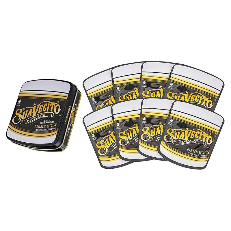 [Australia] - Suavecito Pomade Firme (Strong) Hold Travel Pack - Strong Hold Hair Pomade For Men - Medium Shine Water Based Wax Like Flake Free Hair Gel - Easy To Wash Out - All Day Hold For All Hair Styles 0.5 Ounce (Pack of 8) 
