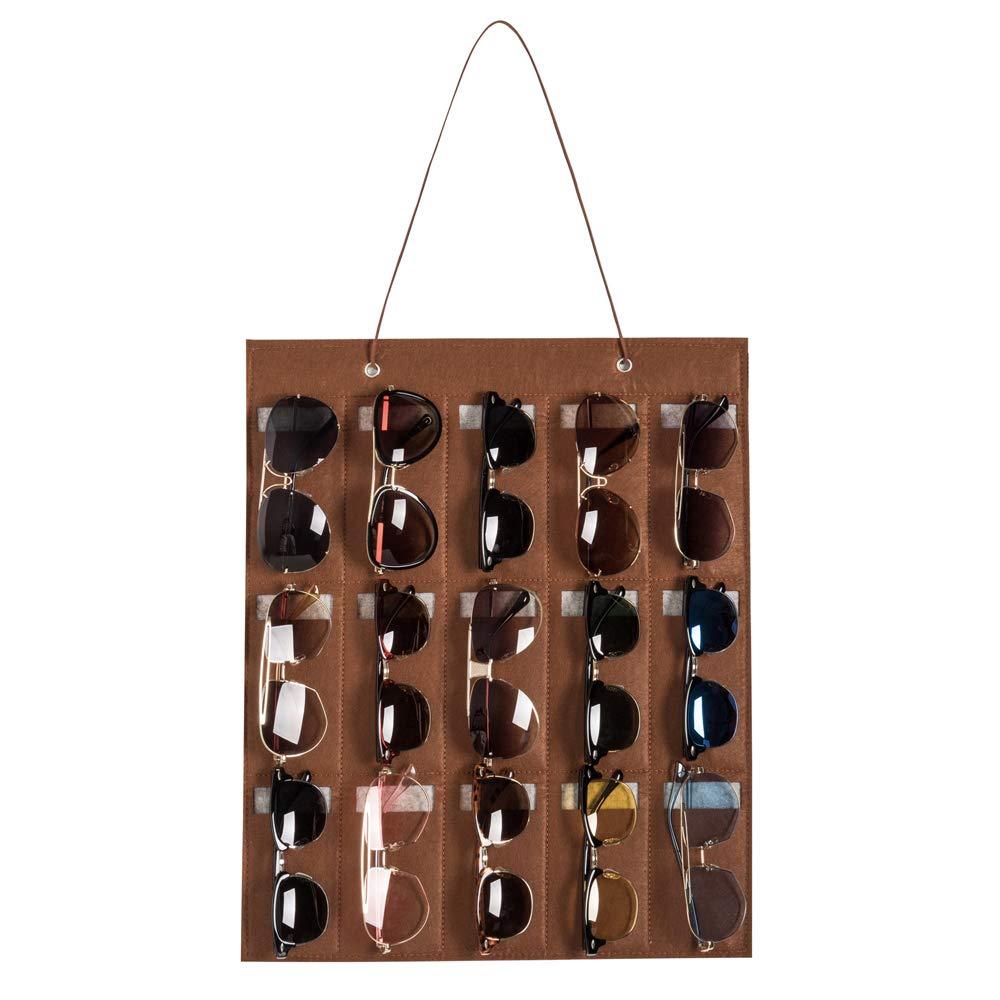 [Australia] - YELAIYEHAO Sunglasses Organizer Storage,Wall Pocket by Sunglasses 15 Slots Felt (Brown, A) Brown 