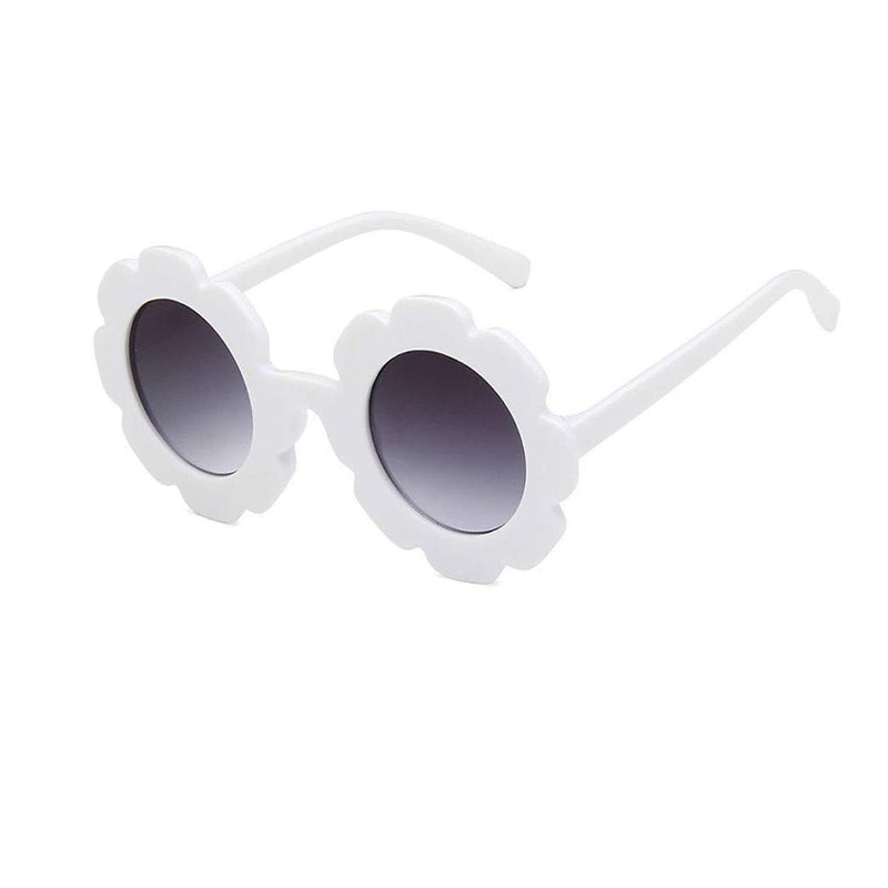 [Australia] - Girl Sunglasses Round Flower UV400 Protection Sunglasses for Party Beach White 