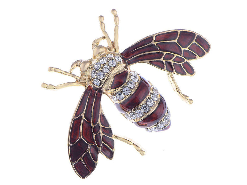[Australia] - Alilang Rose Copper Tone Sapphire Blue Silver Colored Rhinestones Beetle Bee Brooch Pin Burgundy 
