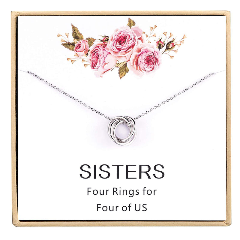 [Australia] - 4 Sisters Necklace - 925 Sterling Silver Four Circles Friendship Sister Necklace For Women Girls 