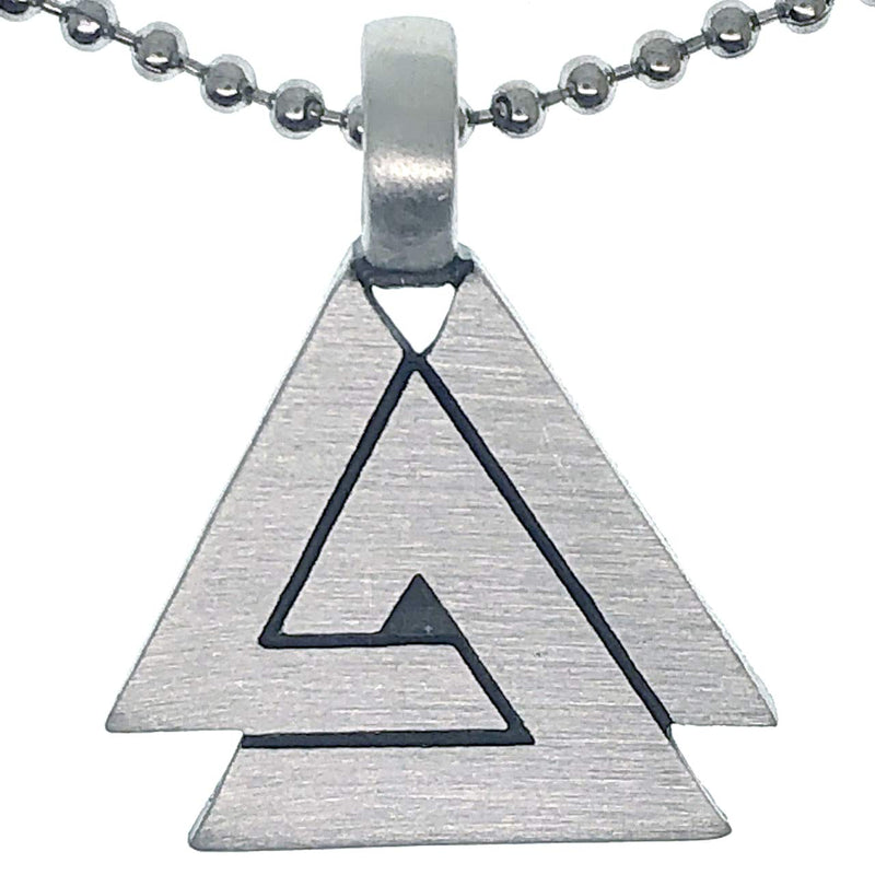 [Australia] - 2 Sided Odin Valknut Celtic Pewter Boys Girls Unisex Men Pendant Necklace Charm w Silver Ball Chain 