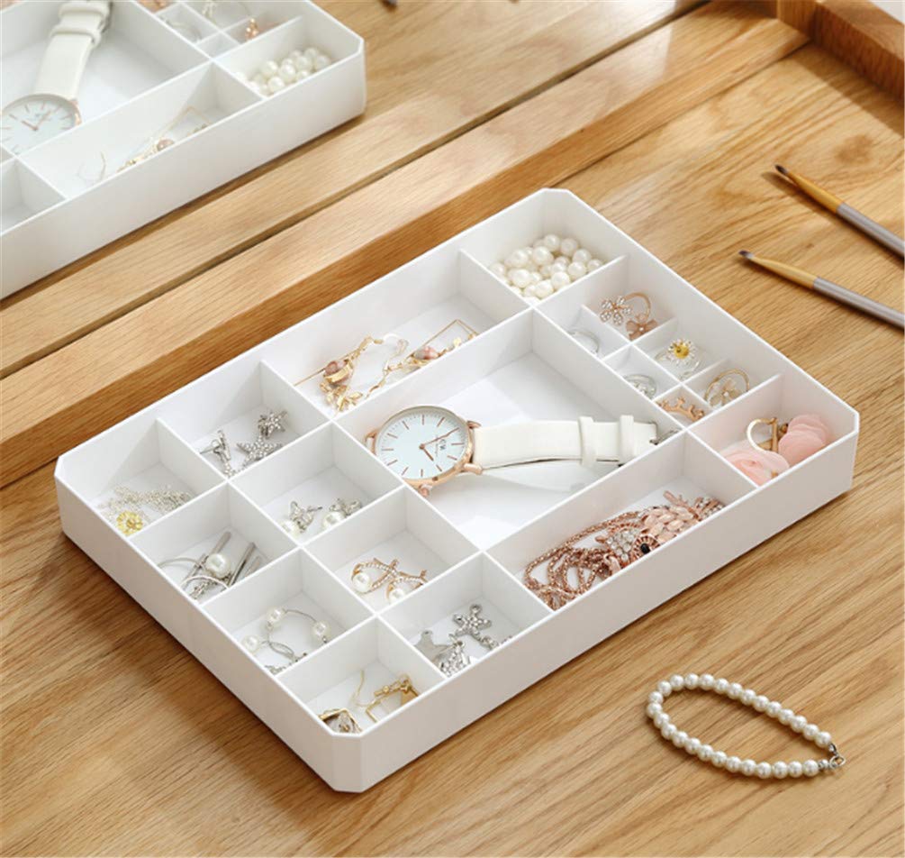 [Australia] - Mvchifay Jewelry Storage Box Clear Plastic Jewelry Display Tray Organizer Case with Lid for Earrings Bracelet Necklace (White) White 