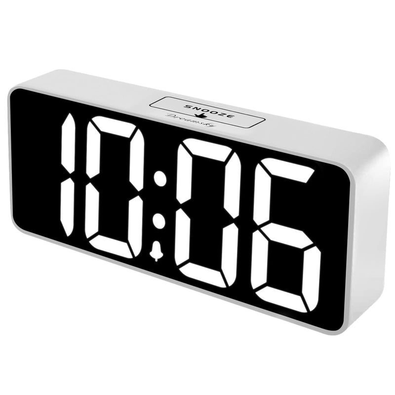 [Australia] - DreamSky Large Digital Alarm Clock Big Numbers for Seniors & Visually Impaired - 8.9 Inches Electric Clocks for Bedroom, Jumbo Display Fully Dimmable Brightness, USB Ports, Adjustable Alarm Volume White Case + White Digit 