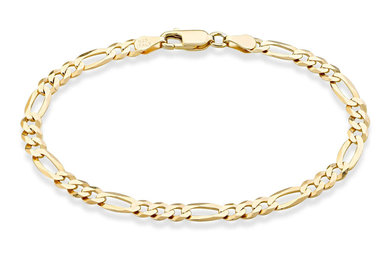 [Australia] - Miabella Solid 18K Gold Over Sterling Silver Italian 5mm Diamond-Cut Figaro Chain Bracelet for Women Men, 6.5”, 7”, 7.5”, 8", 9" 925 Italy Length 6.5 Inches (X-small) 