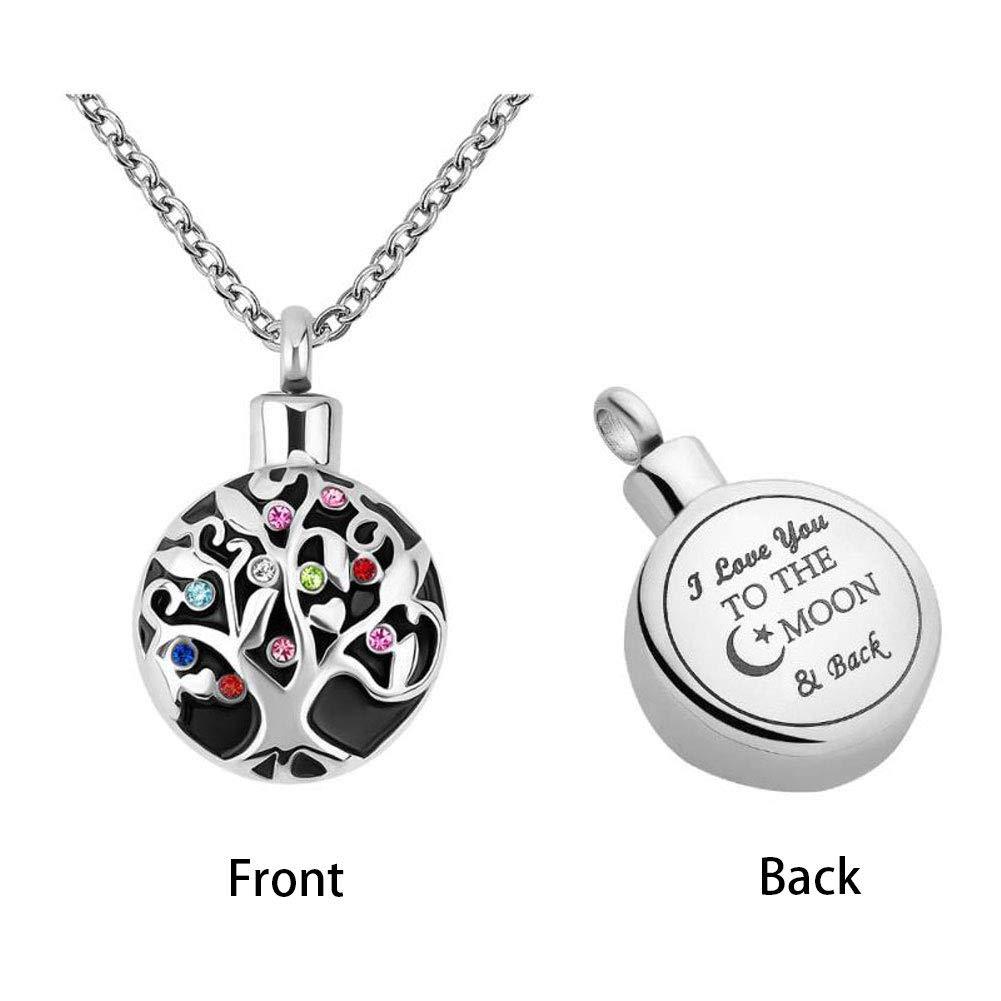 [Australia] - CharmSStory Family Tree Memorial Cremation Ashes Urn Pendant Necklace Keepsake Urn Jewelry I Love You To The Moon And Back 