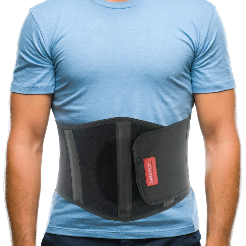 [Australia] - ORTONYX Ergonomic Umbilical Hernia Belt for Men and Women - Abdominal Support Binder with Compression Pad - Navel Ventral Epigastric Incisional and Belly Button Hernias Surgery Brace - OX353-L/XXL Large/X-Large (Pack of 1) Black 