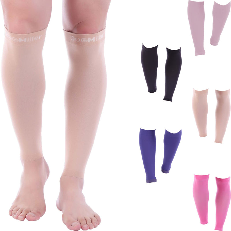 [Australia] - Doc Miller Calf Compression Sleeve Men - 30-40 mmHg, Medical Grade Calf Sleeves for Men and Women Supports Shin Splints, and Varicose Veins Recovery - 1 Pair X-Large Size - Beige Calf Sleeve 