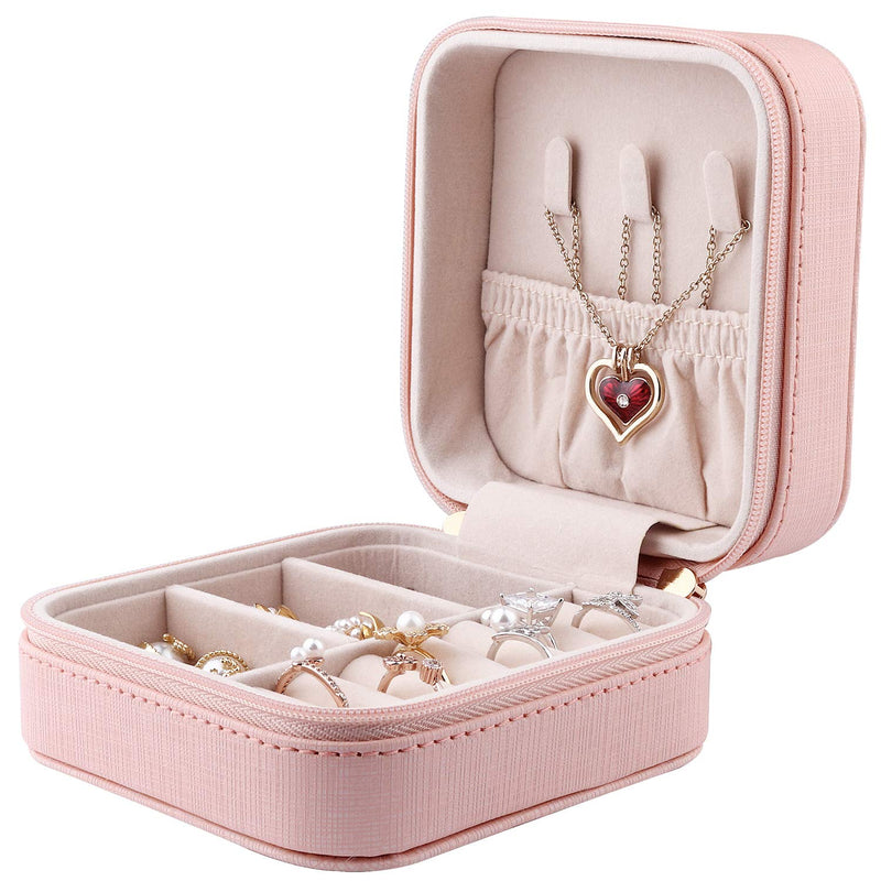 [Australia] - JIDUO Duomiila Small Jewelry Box, Travel Mini Organizer Portable Display Storage Case for Rings Earrings Necklace,Gifts for Girls Women (Pink-1) Pink-1 