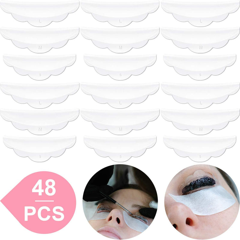 [Australia] - 48 Piece Silicone Eyelash Perming Curler (S, M, L), Eyelash Perm Silicone Pad, Lash Lift Rods Makeup Beauty Tool (White) White 
