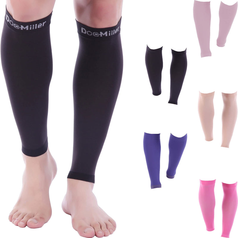 [Australia] - Doc Miller Calf Compression Sleeve Men - 30-40 mmHg, Medical Grade Calf Sleeves for Men and Women Supports Shin Splints, and Varicose Veins Recovery - 1 Pair X-Large Size - Black Calf Sleeve Jet Black 