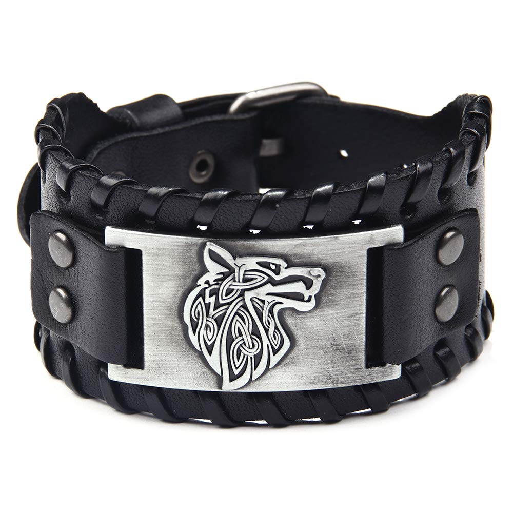 [Australia] - TURTLEDOVE Viking Bracelet Wolf Fenrir - Vintage Nordic Scandinavian Talisman - Gothic Bracelet for Celtic Pagan 