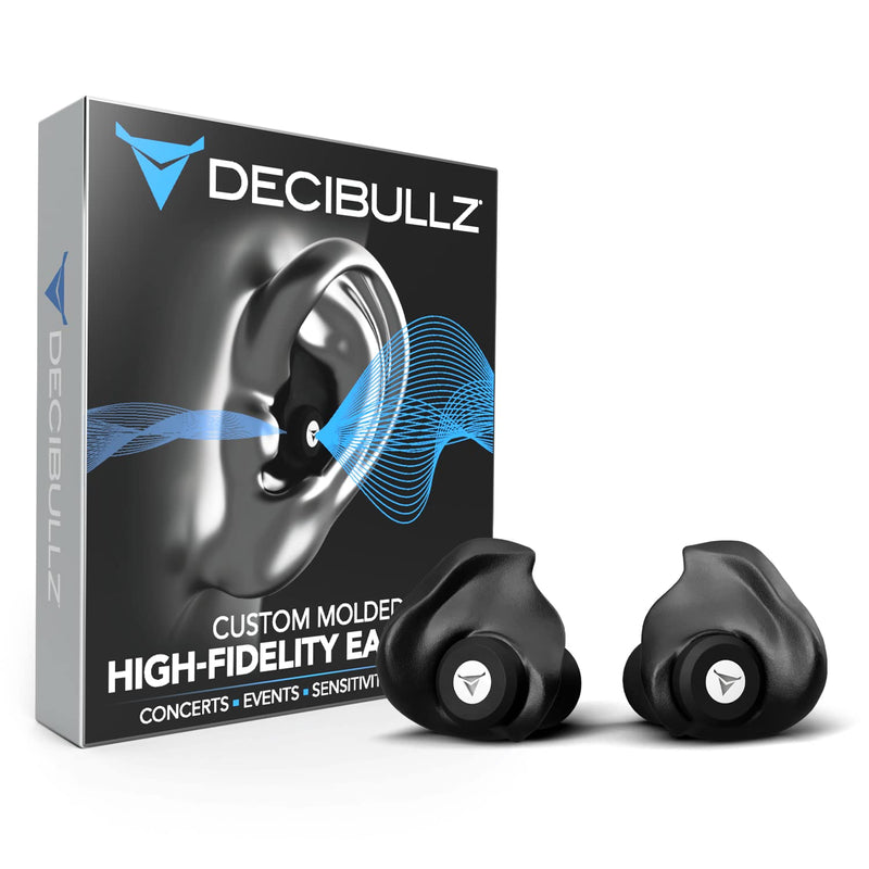 [Australia] - Decibullz Custom-Molded High Fidelity Earplugs, Hearing Protection for Concerts, Musicians, Drummers, and The Sensory Disorders, Black 