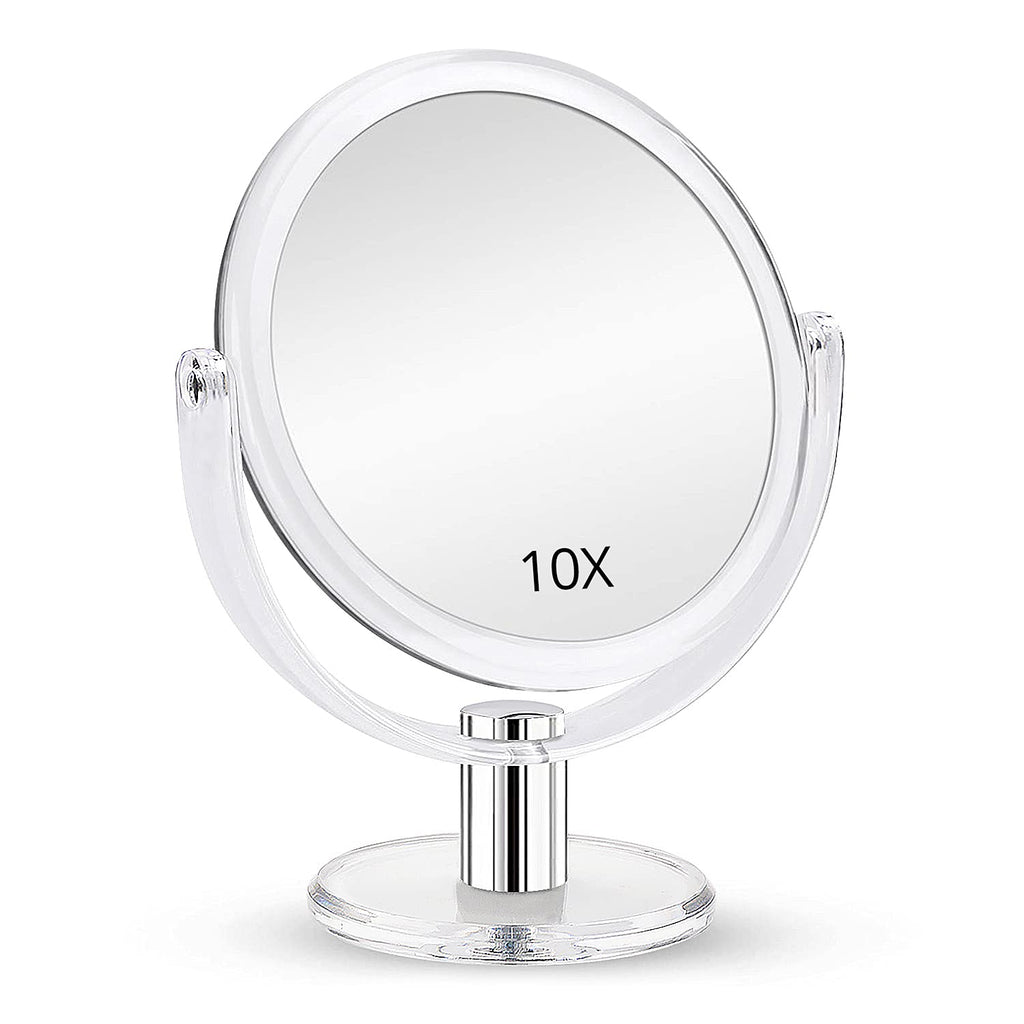 [Australia] - Fabuday Magnifying Makeup Mirror Double Sided, 1X 10X Magnification Mirror, Table Top Vanity Mirror for Home Bathrom, Transparent 6.25 Inches 