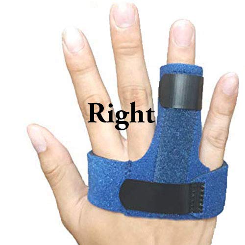 [Australia] - Trigger Finger Splint, Finger Knuckle Support Brace, Adjustable Brace for Straightening Curved, Bent, Locked and Mallet Finger Thumb,Ring,Index(Right) Blue Right hand 
