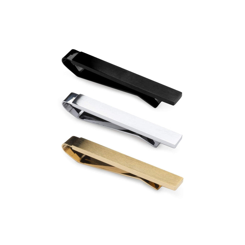 [Australia] - Wurkin Stiffs 3 pc Slim Tie Bar Clip Set - Silver, Black, Gold in Clear Storage case 