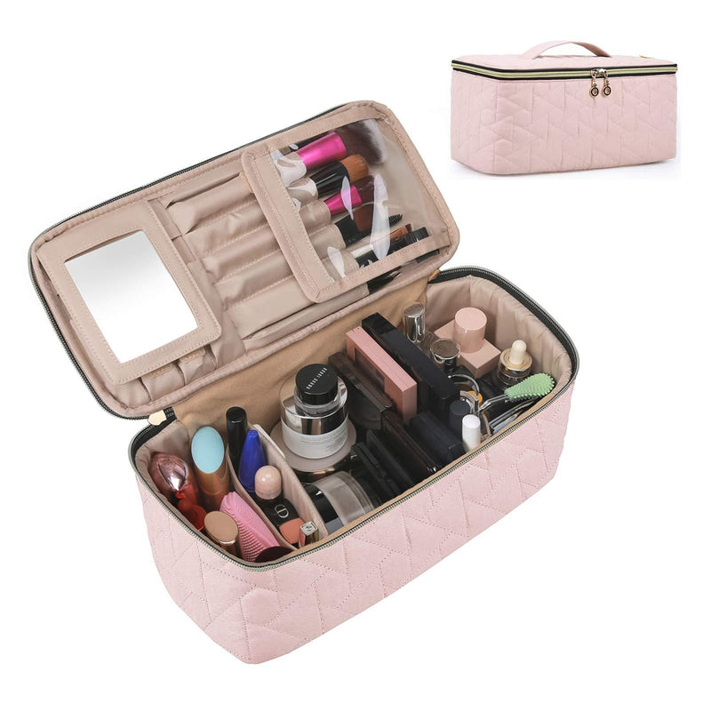 [Australia] - BAGSMART Makeup Bag Cosmetic Bag Large Toiletry Bag Travel Bag Case Organizer for Women, Soft Pink 
