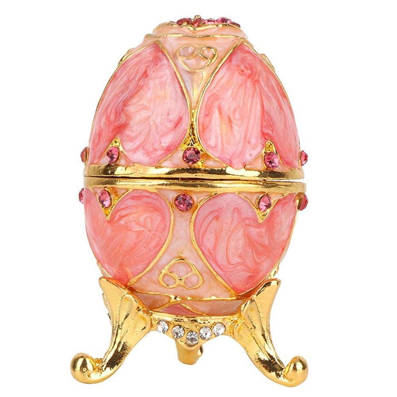 [Australia] - Egg Jewelry Box Painted Enameled Jewelry Trinket Hinged Jewelry Crystals Ring Holder Organizer Unique Home Decor Pink 